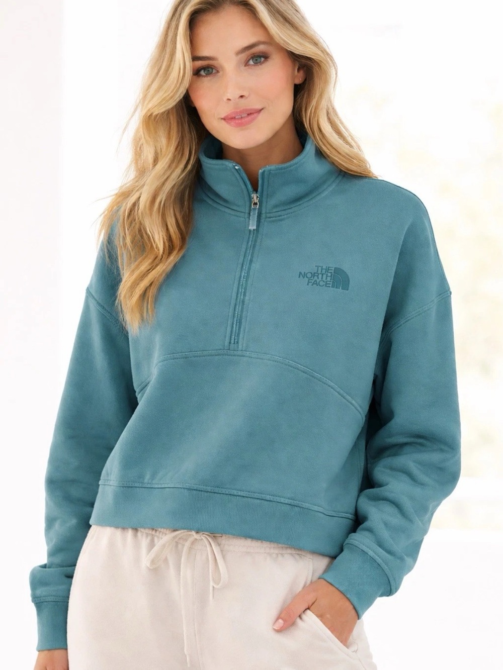 The North Face Women's Teal Half-Zip Fleece Pullover